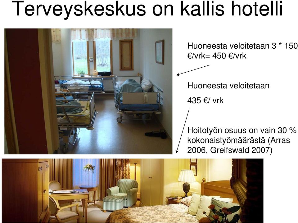 veloitetaan 435 / vrk Hoitotyön osuus on vain