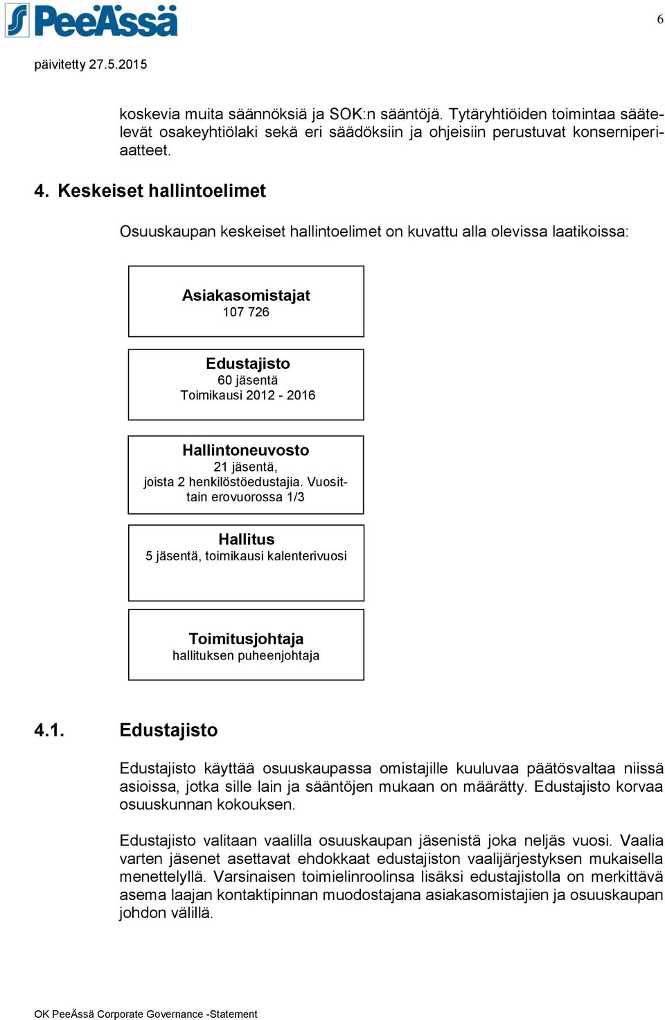 joista 2 henkilöstöedustajia. Vuosittain erovuorossa 1/