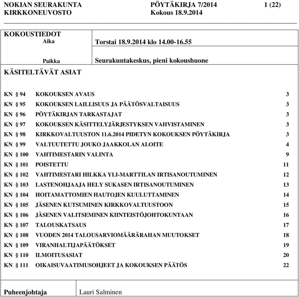 KN 98 KIRKKOVALTUUSTON 11.6.