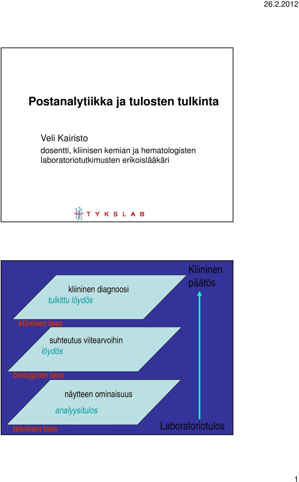 diagnoosi tulkittu löydös päätös kliininen taso suhteutus