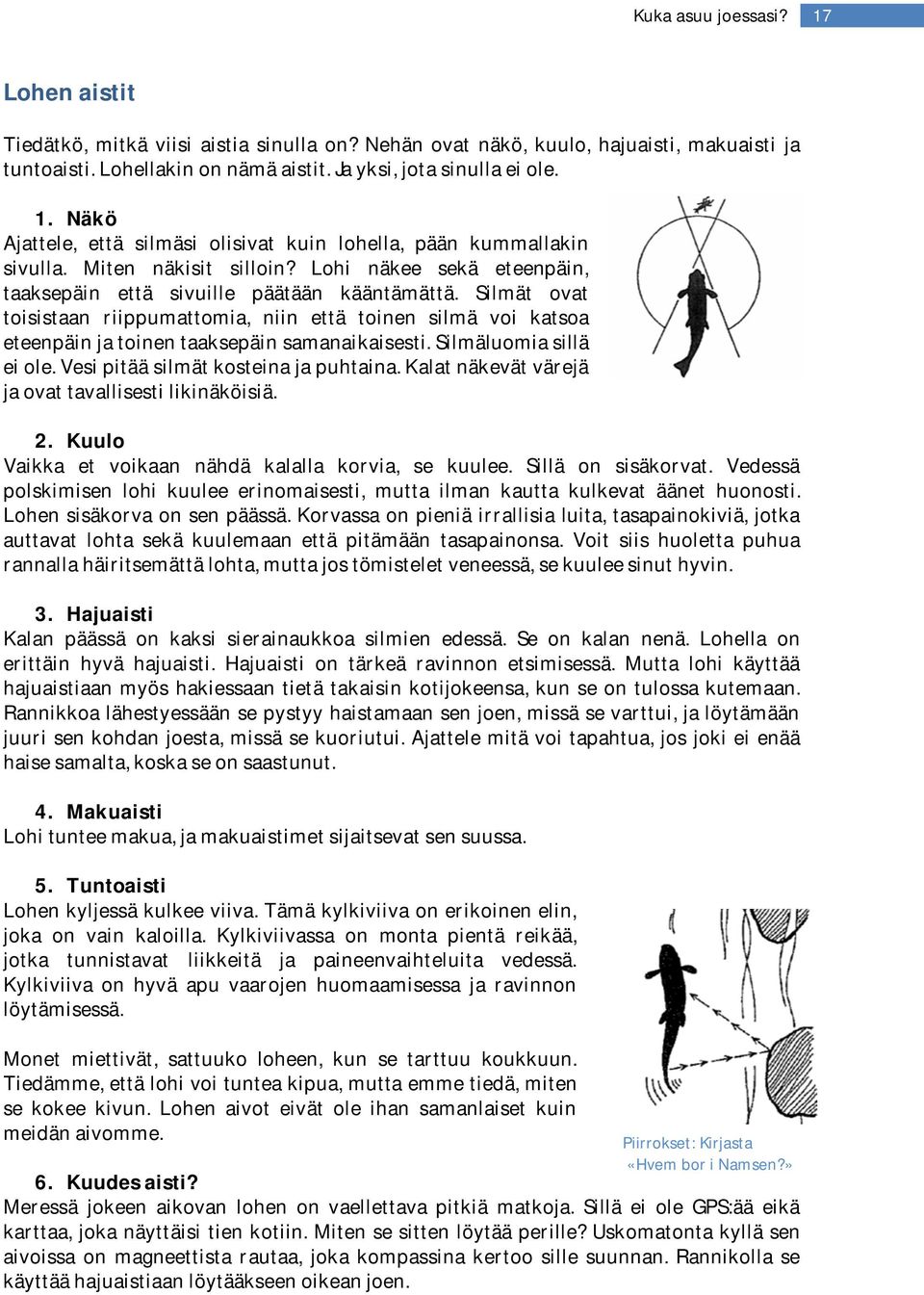 Silmät ovat toisistaan riippumattomia, niin että toinen silmä voi katsoa eteenpäin ja toinen taaksepäin samanaikaisesti. Silmäluomia sillä ei ole. Vesi pitää silmät kosteina ja puhtaina.
