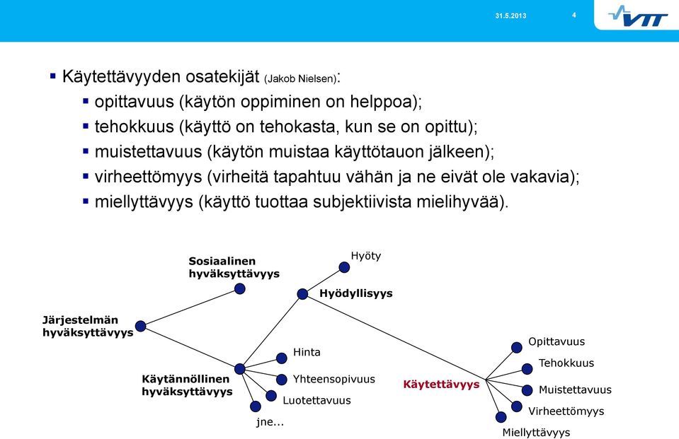 miellyttävyys (käyttö tuottaa subjektiivista mielihyvää).