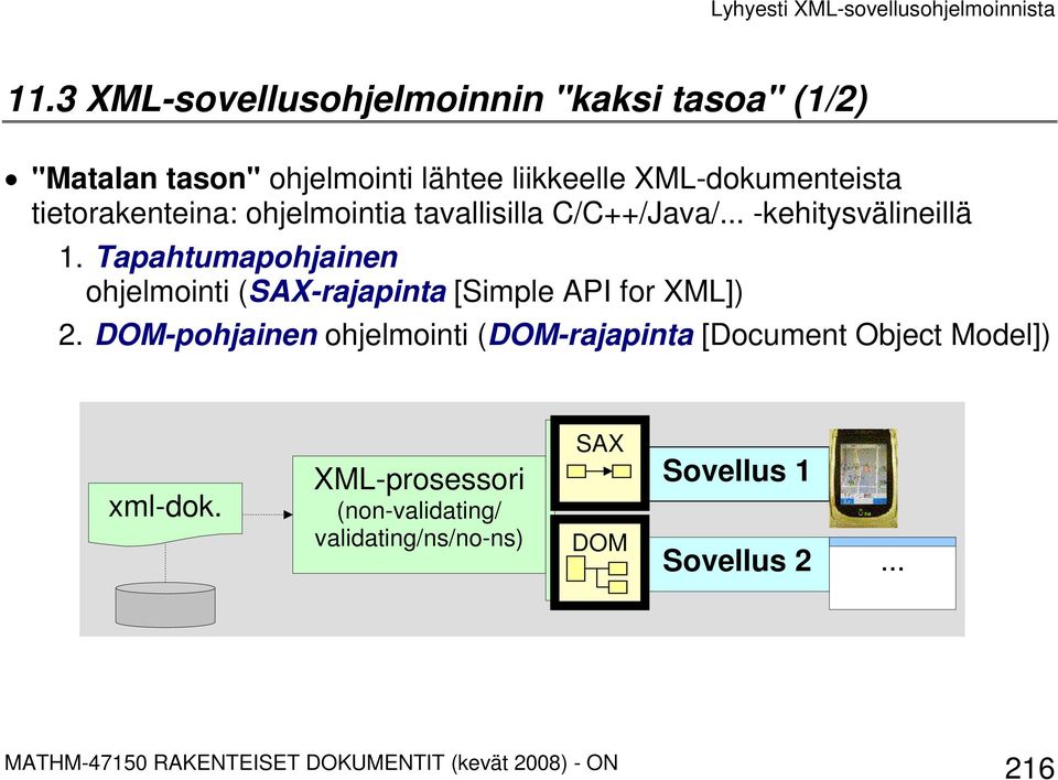 Tapahtumapohjainen ohjelmointi (SAX-rajapinta [Simple API for XML]) 2.