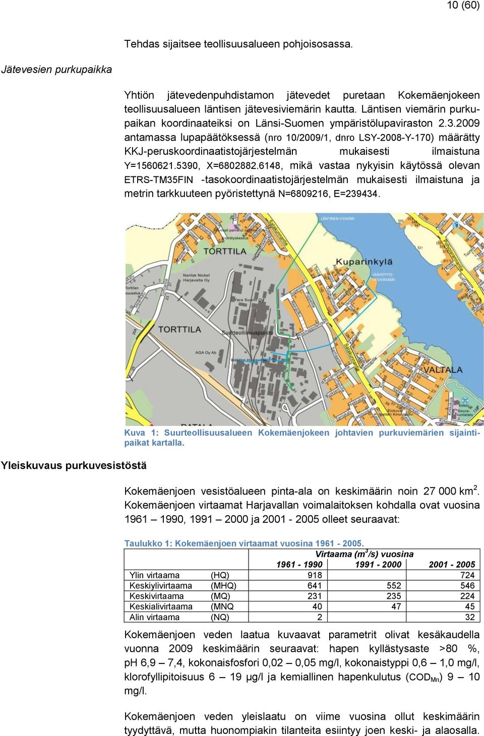 2009 antamassa lupapäätöksessä (nro 10/2009/1, dnro LSY-2008-Y-170) määrätty KKJ-peruskoordinaatistojärjestelmän mukaisesti ilmaistuna Y=1560621.5390, X=6802882.