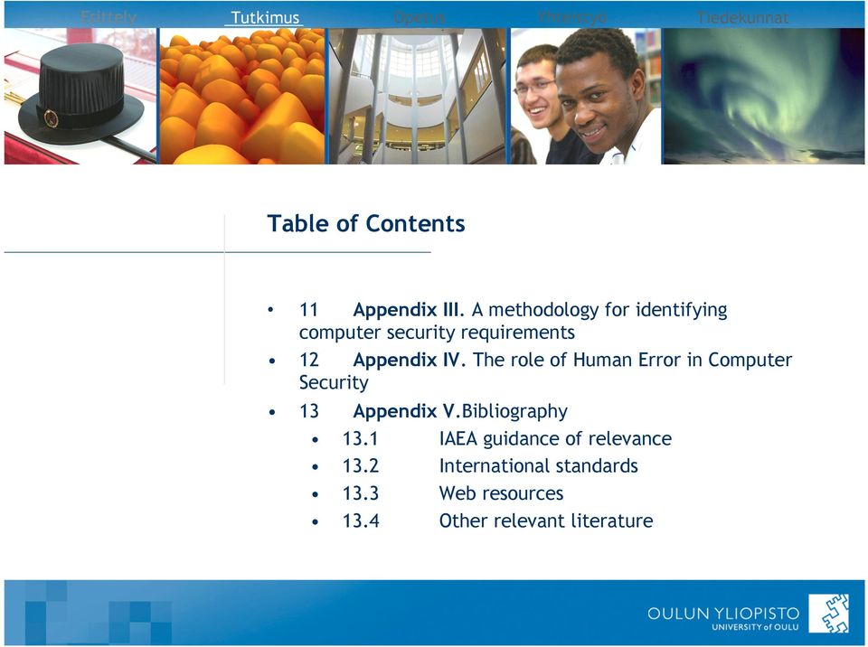 IV. The role of Human Error in Computer Security 13 Appendix V.