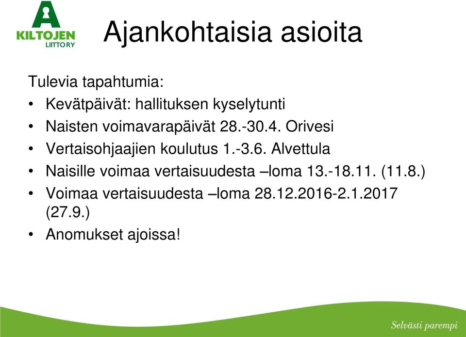 Orivesi Vertaisohjaajien koulutus 1.-3.6.