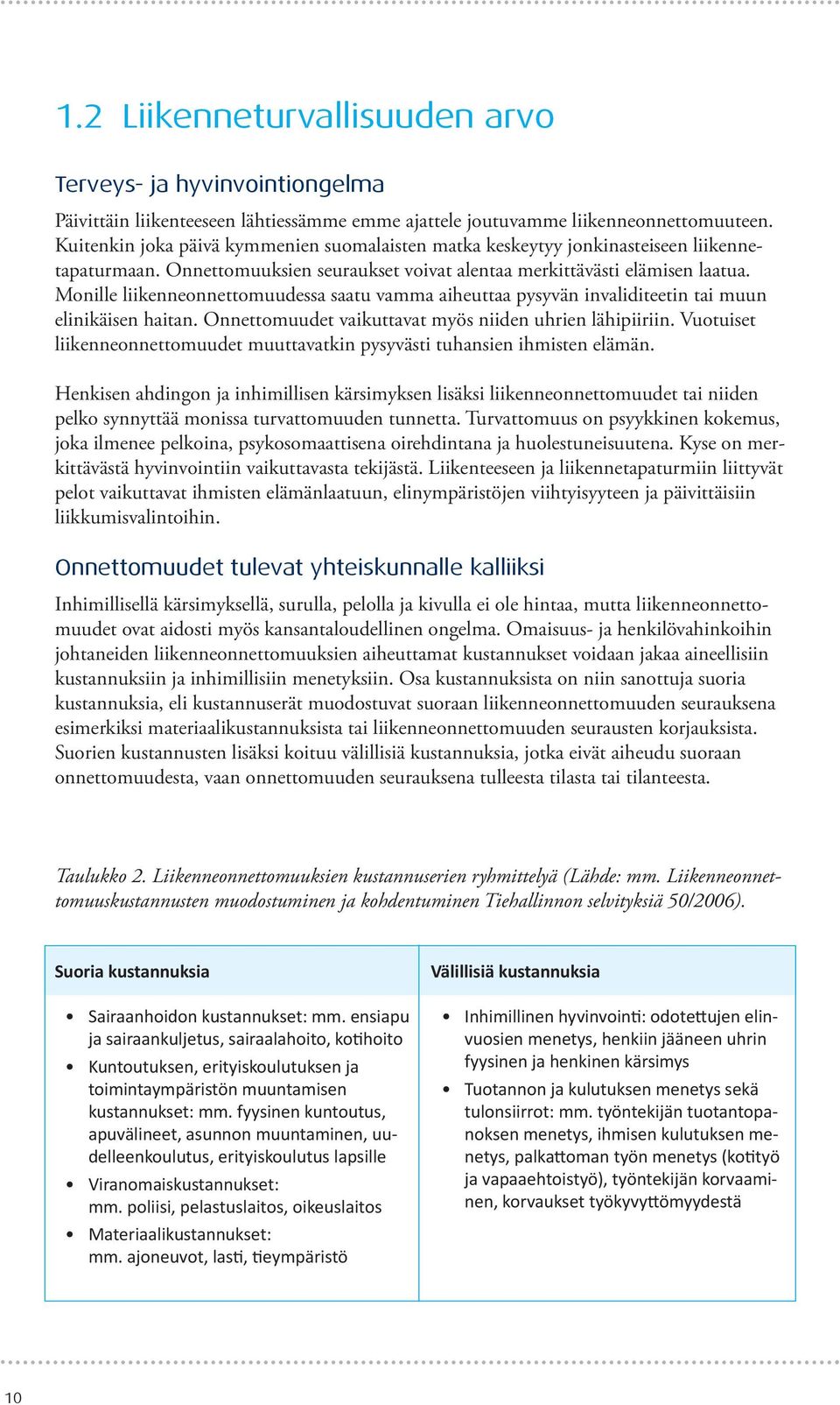 Monille liikenneonnettomuudessa saatu vamma aiheuttaa pysyvän invaliditeetin tai muun elinikäisen haitan. Onnettomuudet vaikuttavat myös niiden uhrien lähipiiriin.