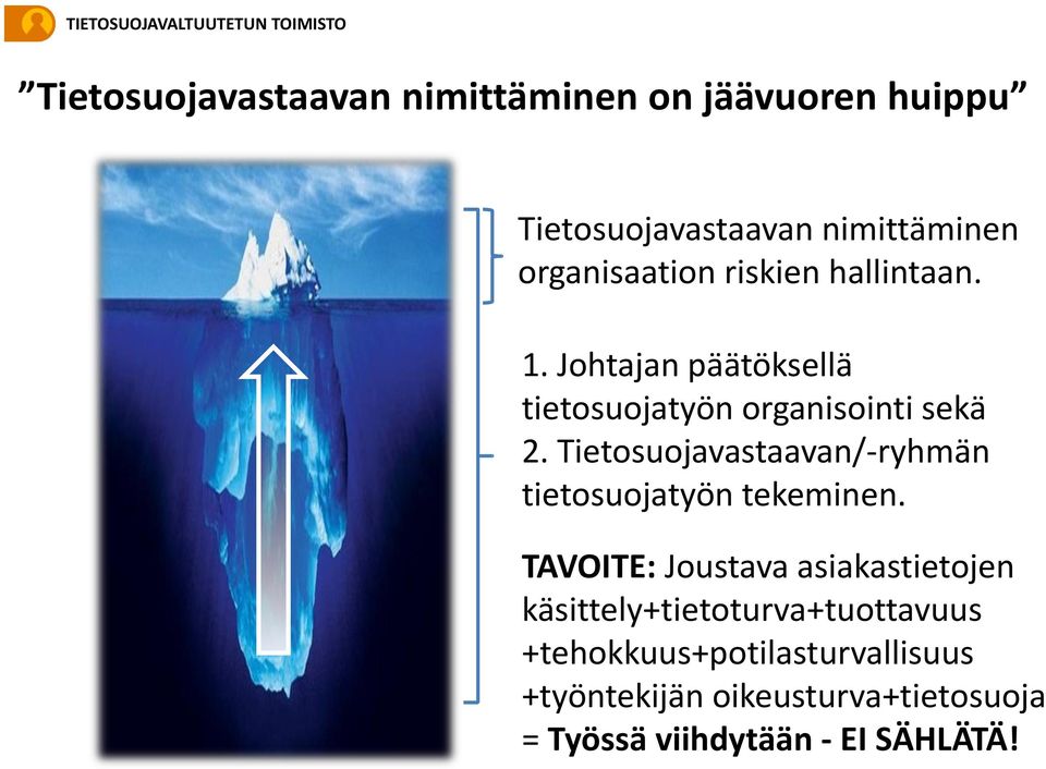 Tietosuojavastaavan/-ryhmän tietosuojatyön tekeminen.