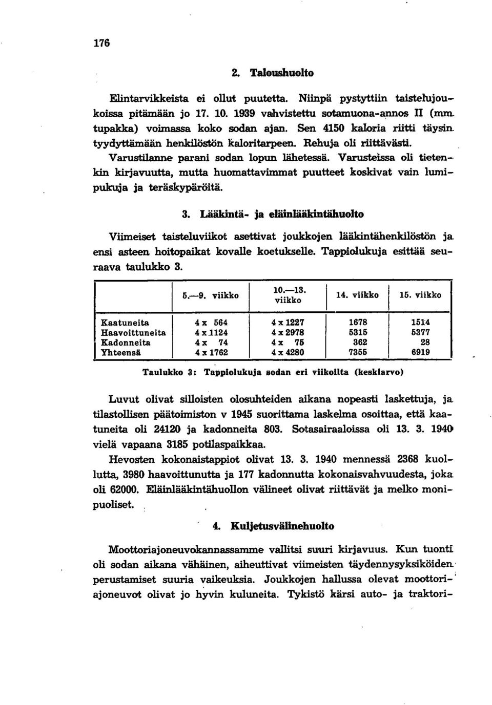 Varusteissa oli tietenkin kirjavuutta, mutta huomattavimmat puutteet koskivat vain lumipukuåa ja teräskypäröitä. 3.