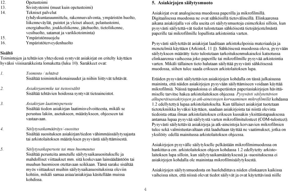 vesihuolto, satamat ja varikkotoiminta) 15. Ympäristönsuojelu 16.