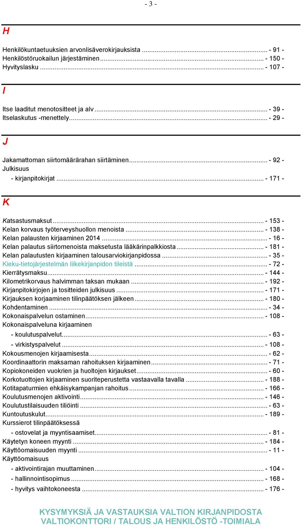 .. - 153 - Kelan korvaus työterveyshuollon menoista... - 138 - Kelan palausten kirjaaminen 2014... - 16 - Kelan palautus siirtomenoista maksetusta lääkärinpalkkiosta.