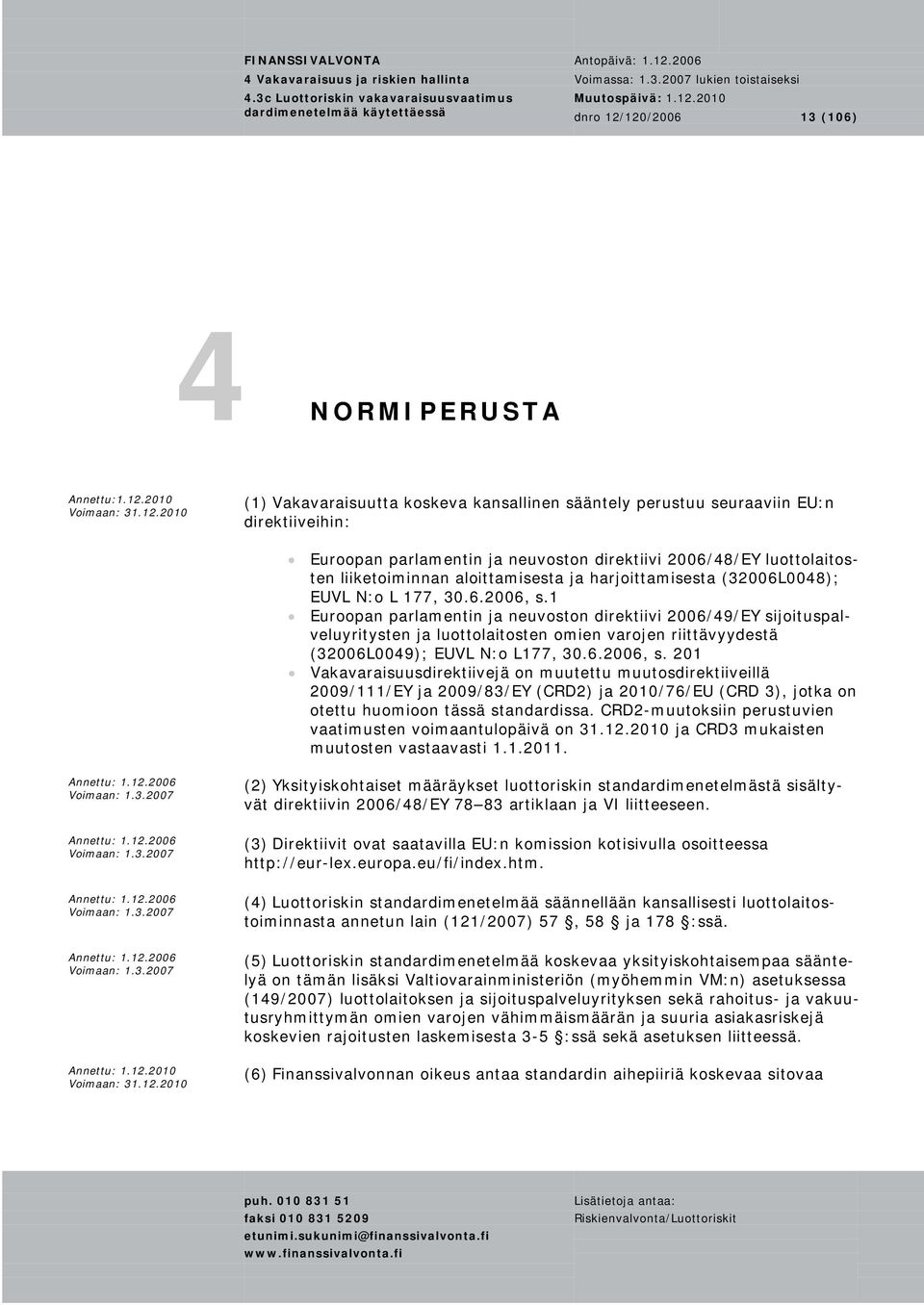 direktiivi 2006/48/EY luottolaitosten liiketoiminnan aloittamisesta ja harjoittamisesta (32006L0048); EUVL N:o L 177, 30.6.2006, s.