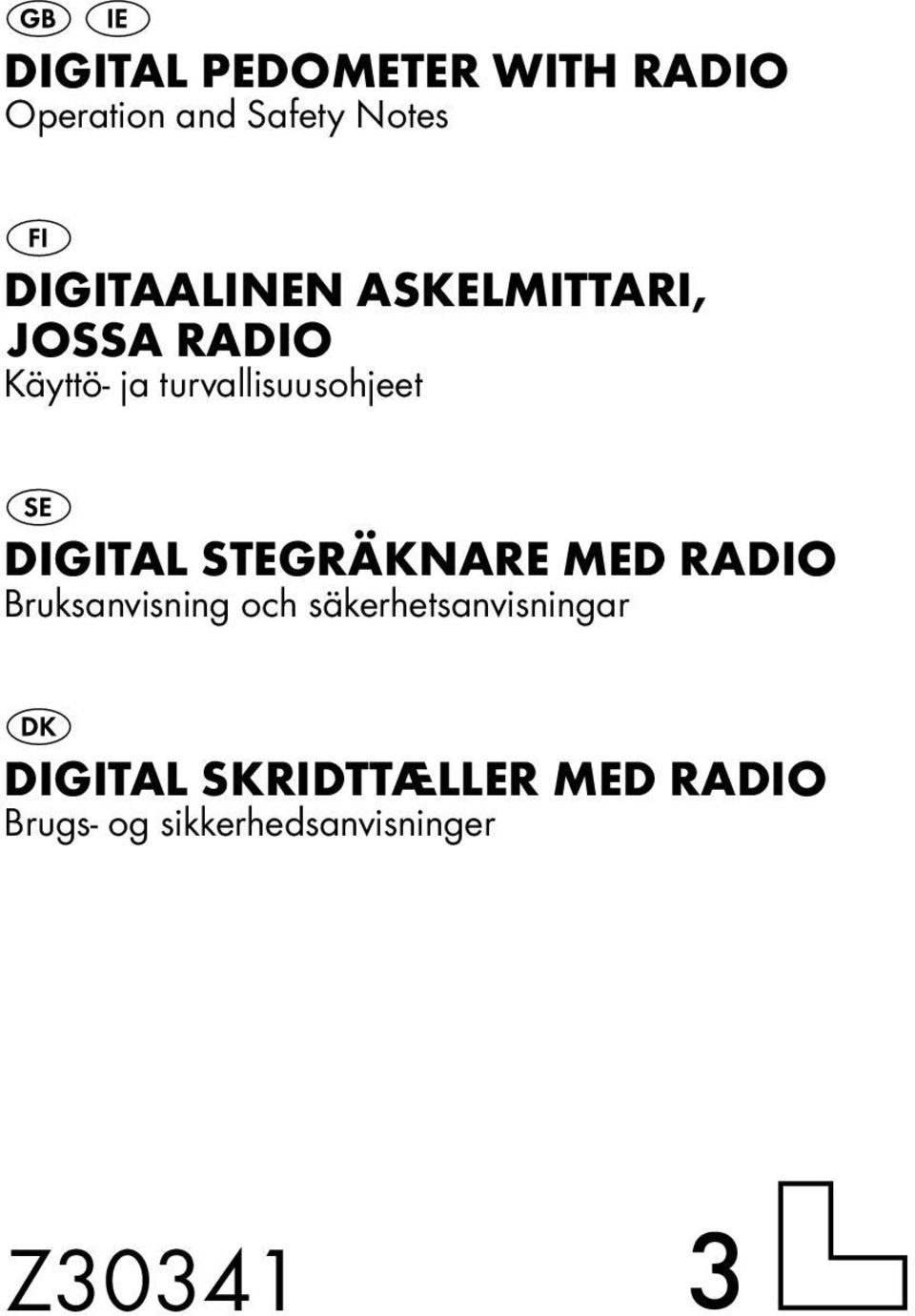 Digital stegräknare med radio Bruksanvisning och