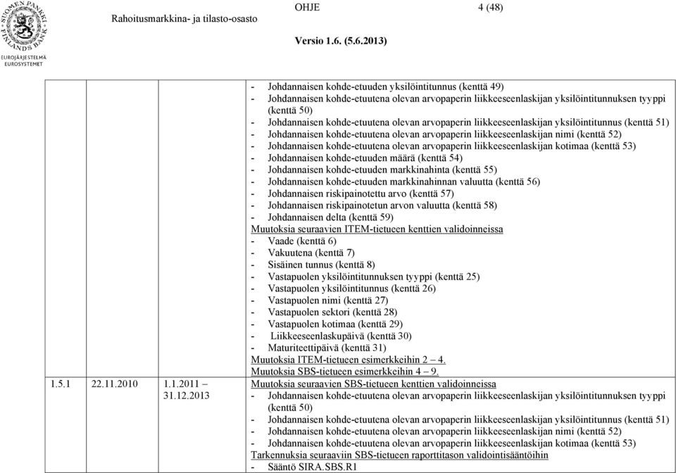 kohde-etuutena olevan arvopaperin liikkeeseenlaskijan yksilöintitunnus (kenttä 51) - Johdannaisen kohde-etuutena olevan arvopaperin liikkeeseenlaskijan nimi (kenttä 52) - Johdannaisen kohde-etuutena