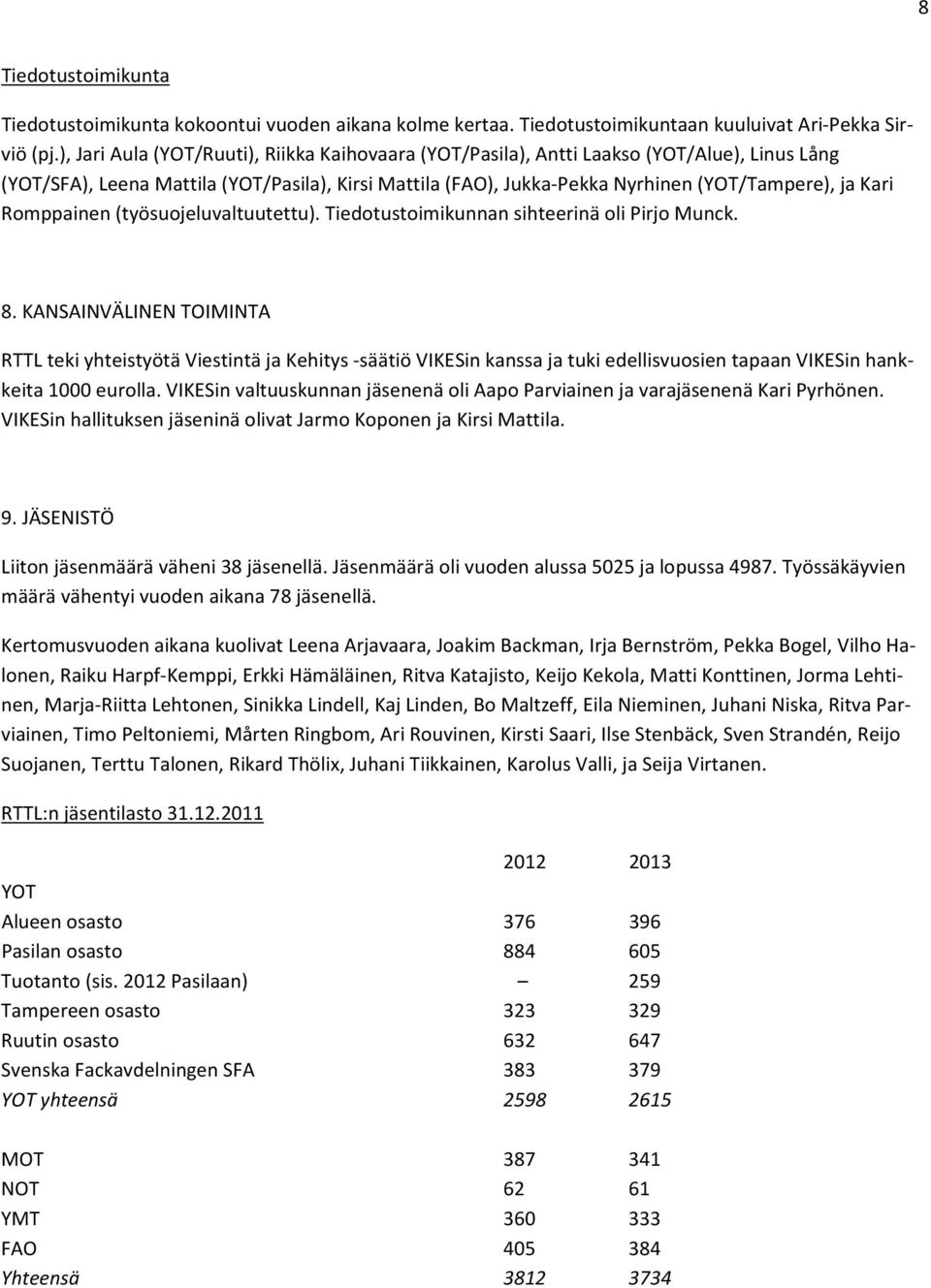 Romppainen (työsuojeluvaltuutettu). Tiedotustoimikunnan sihteerinä oli Pirjo Munck. 8.