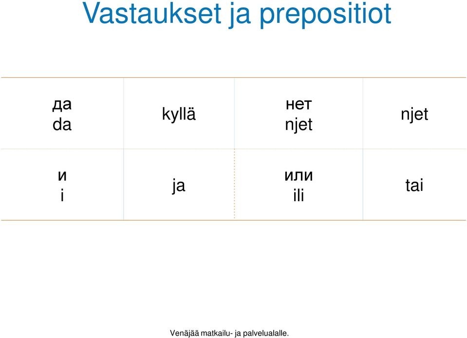 i ja или ili tai Venäjää