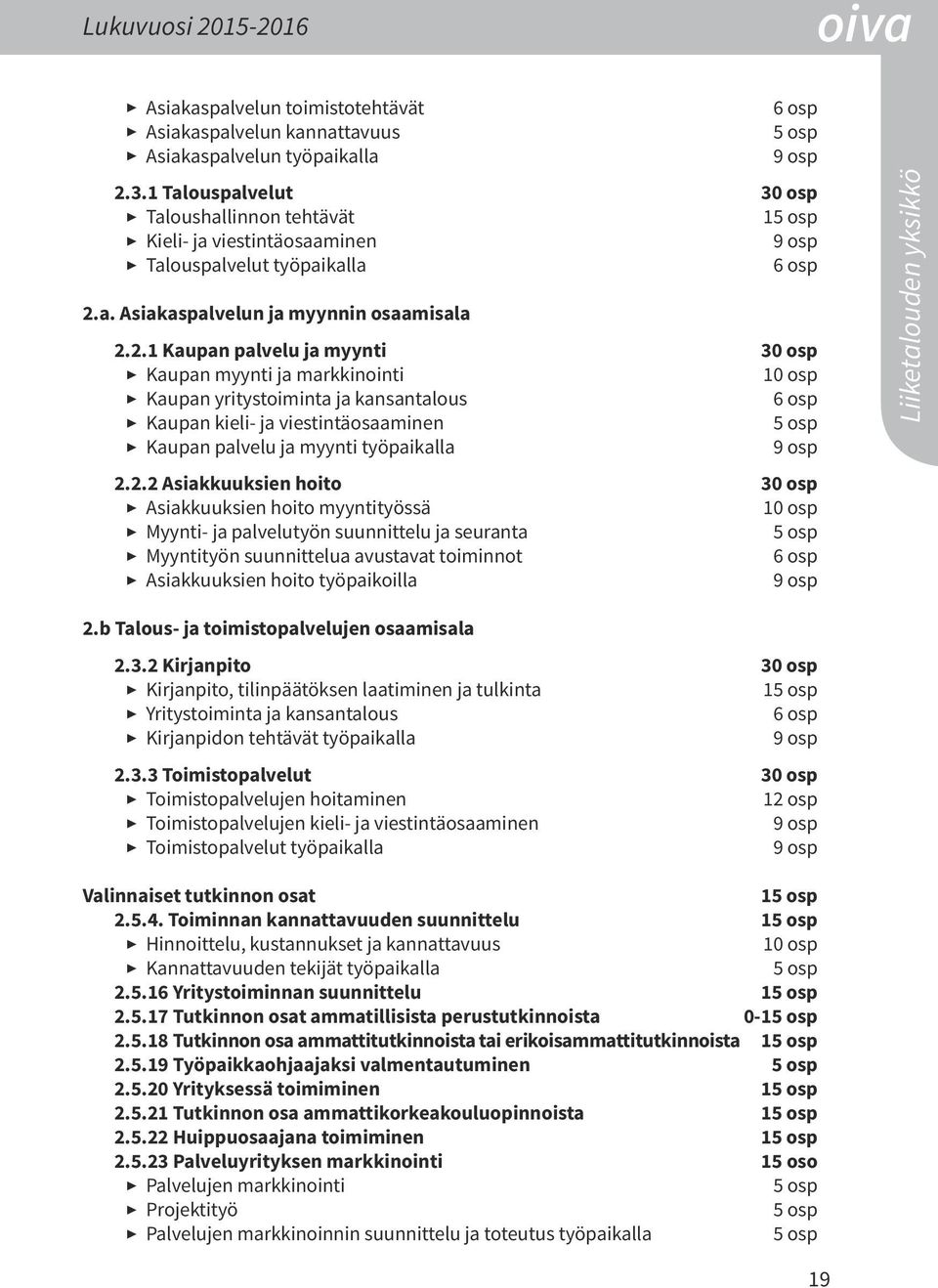 a. Asiakaspalvelun ja myynnin osaamisala 2.