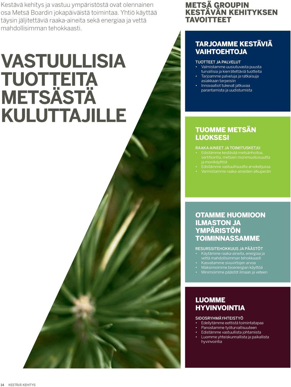 kierrätettäviä tuotteita Tarjoamme palveluja ja ratkaisuja asiakkaan tarpeisiin Innovaatiot tukevat jatkuvaa parantamista ja uudistumista TUOMME METSÄN LUOKSESI RAAKA-AINEET JA TOIMITUSKETJU