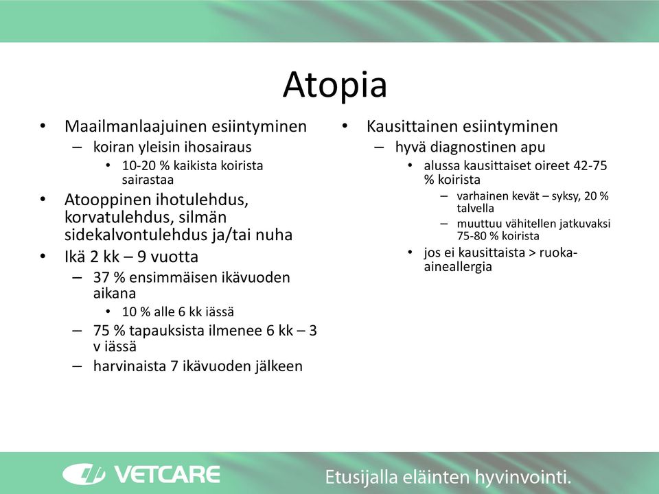 tapauksista ilmenee 6 kk 3 v iässä harvinaista 7 ikävuoden jälkeen Kausittainen esiintyminen hyvä diagnostinen apu alussa kausittaiset