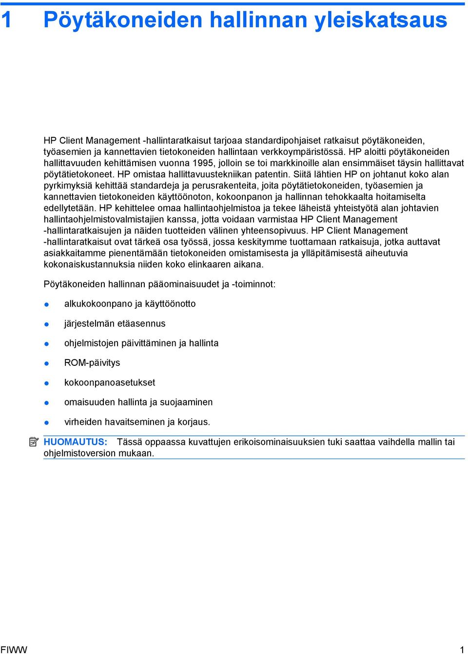 HP omistaa hallittavuustekniikan patentin.