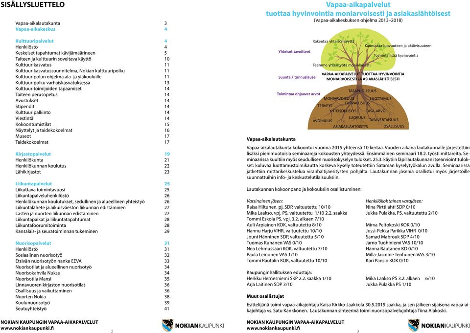 Avustukset 14 Stipendit 14 Kulttuuripalkinto 14 VIestintä 14 Kokoontumistilat 15 Näyttelyt ja taidekokoelmat 16 Museot 17 Taidekokoelmat 17 Kirjastopalvelut 19 Henkilökunta 21 Henkilökunnan koulutus