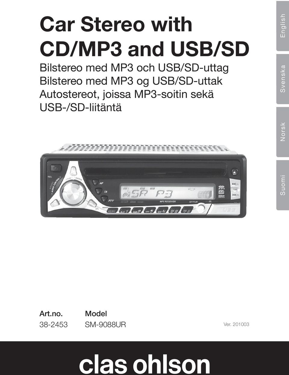 Autostereot, joissa MP3-soitin sekä USB-/SD-liitäntä