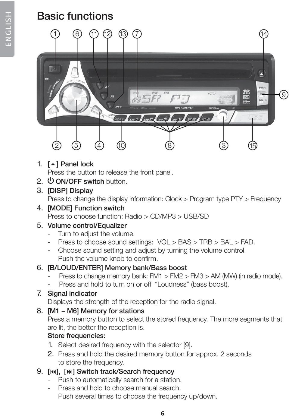 - Choose sound setting and adjust by turning the volume control. Push the volume knob to confirm. 6.