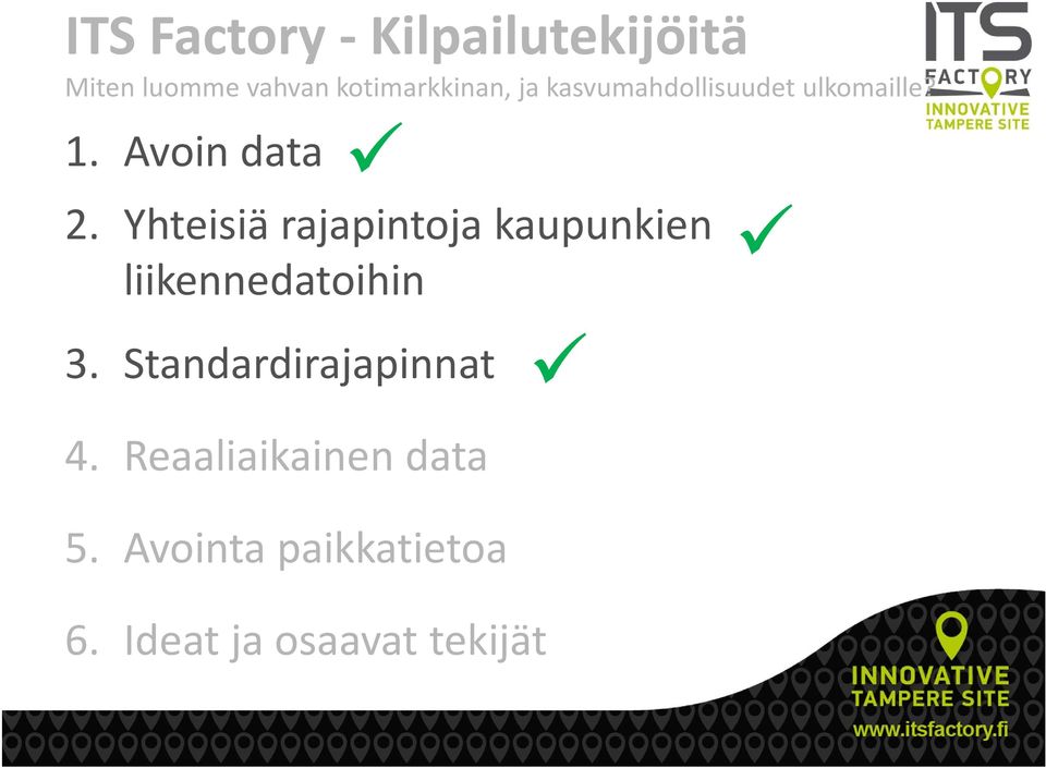 Yhteisiä rajapintoja kaupunkien liikennedatoihin 3.