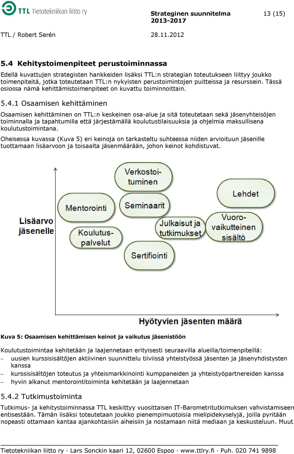 puitteissa ja resurssein. Tässä osiossa nämä kehittämistoimenpiteet on kuvattu toiminnoittain. 5.4.