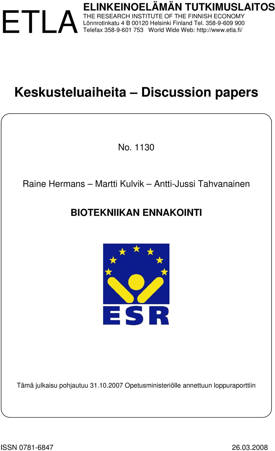 fi/ Keskusteluaiheita Discussion papers No.