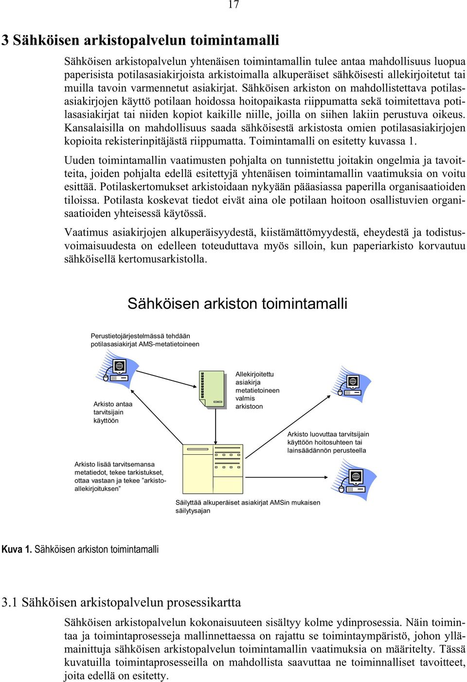 Sähköisen arkiston on mahdollistettava potilasasiakirjojen käyttö potilaan hoidossa hoitopaikasta riippumatta sekä toimitettava potilasasiakirjat tai niiden kopiot kaikille niille, joilla on siihen