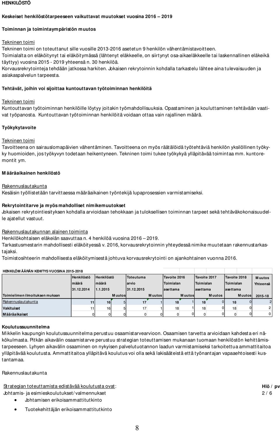 30 henkilöä. Korvausrekrytointeja tehdään jatkossa harkiten. Jokaisen rekrytoinnin kohdalla tarkastelu lähtee aina tulevaisuuden ja asiakaspalvelun tarpeesta.