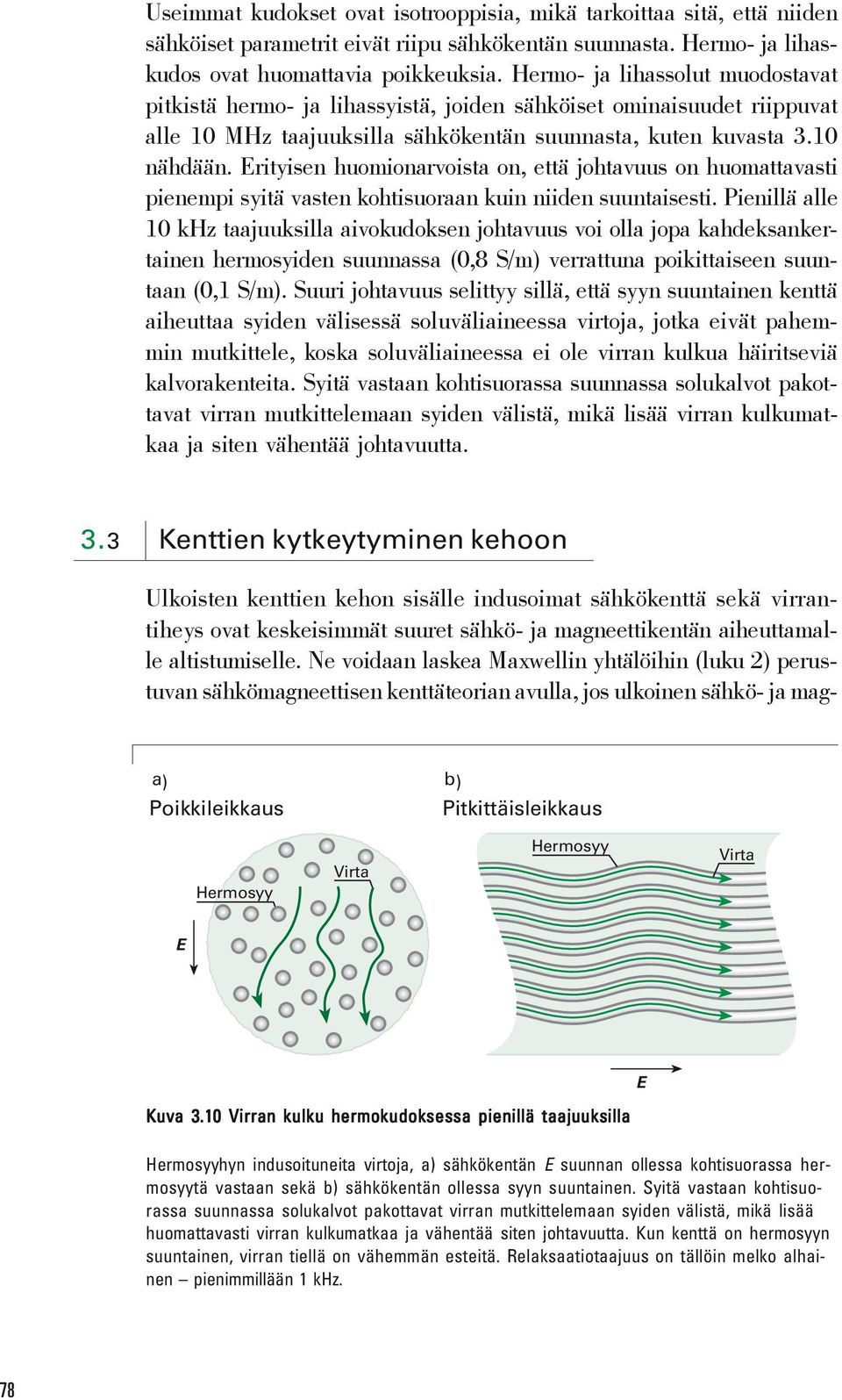 Erityisen huomionarvoista on, että johtavuus on huomattavasti pienempi syitä vasten kohtisuoraan kuin niiden suuntaisesti.