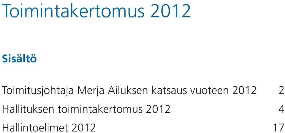 katsaus vuoteen 2012 2 Hallituksen