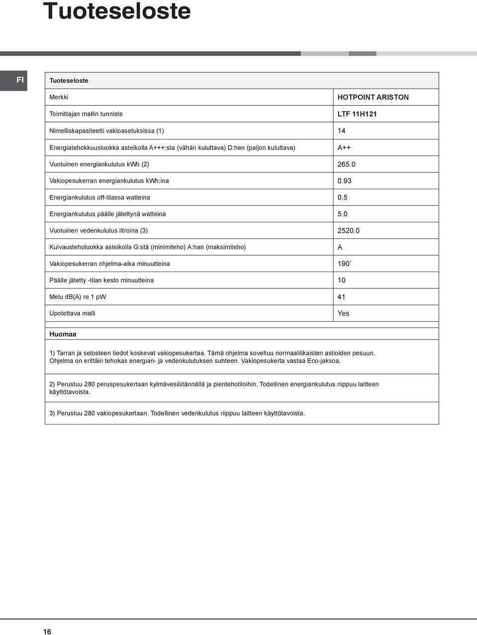 0 Vuotuinen vedenkulutus litroina (3) 2520.