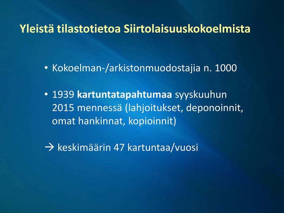 1000 1939 kartuntatapahtumaa syyskuuhun 2015 mennessä