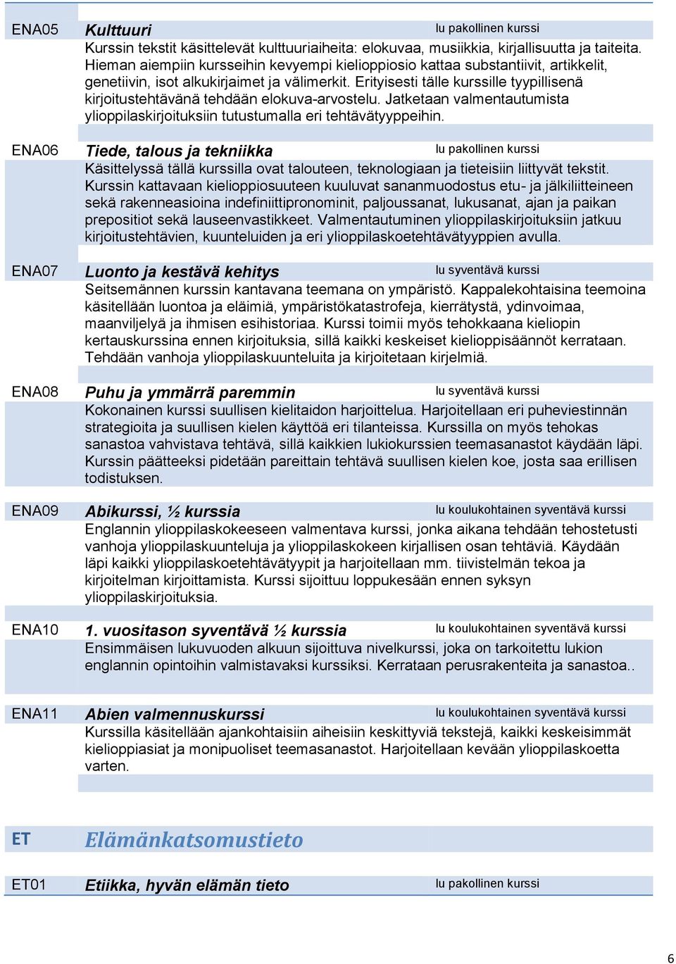 Erityisesti tälle kurssille tyypillisenä kirjoitustehtävänä tehdään elokuva-arvostelu. Jatketaan valmentautumista ylioppilaskirjoituksiin tutustumalla eri tehtävätyyppeihin.