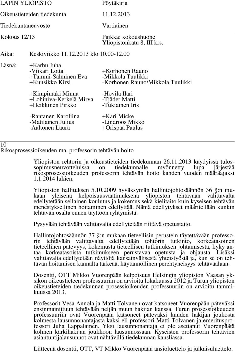 Yliopiston hallituksen 5.10.
