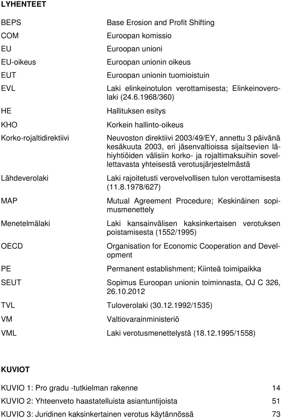 1968/360) Hallituksen esitys Korkein hallinto-oikeus Neuvoston direktiivi 2003/49/EY, annettu 3 päivänä kesäkuuta 2003, eri jäsenvaltioissa sijaitsevien lähiyhtiöiden välisiin korko- ja