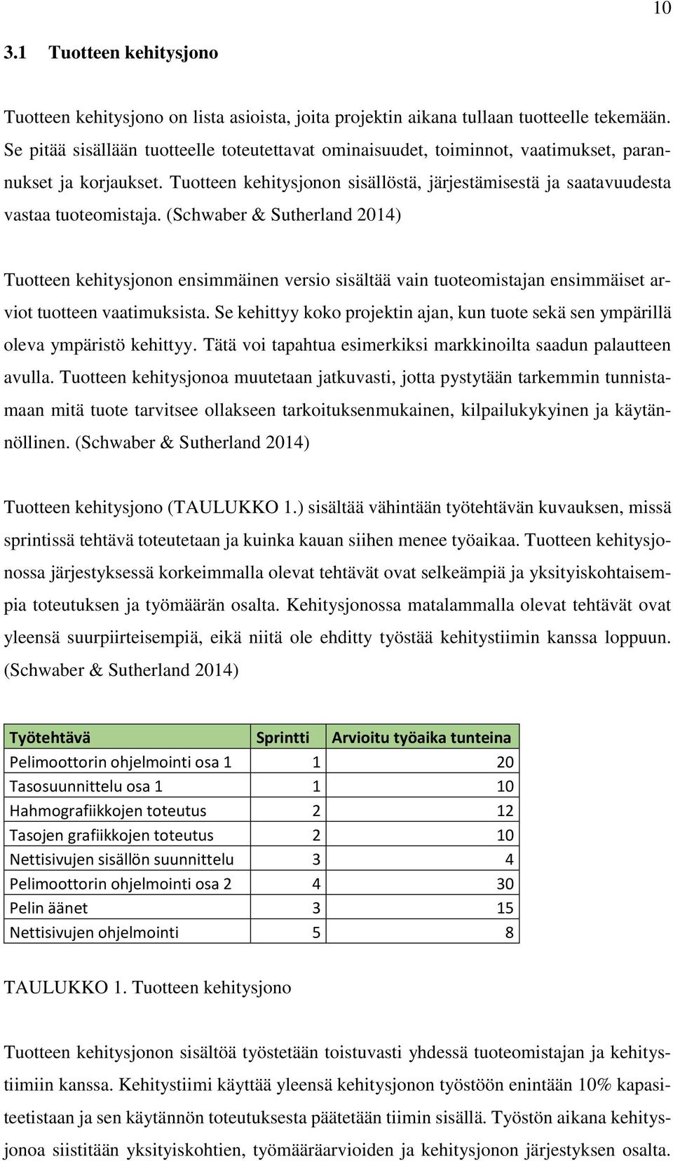 (Schwaber & Sutherland 2014) Tuotteen kehitysjonon ensimmäinen versio sisältää vain tuoteomistajan ensimmäiset arviot tuotteen vaatimuksista.