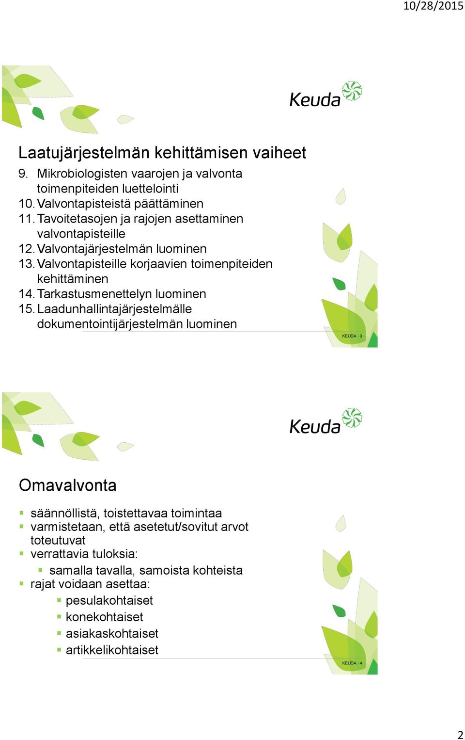Tarkastusmenettelyn luominen 15.