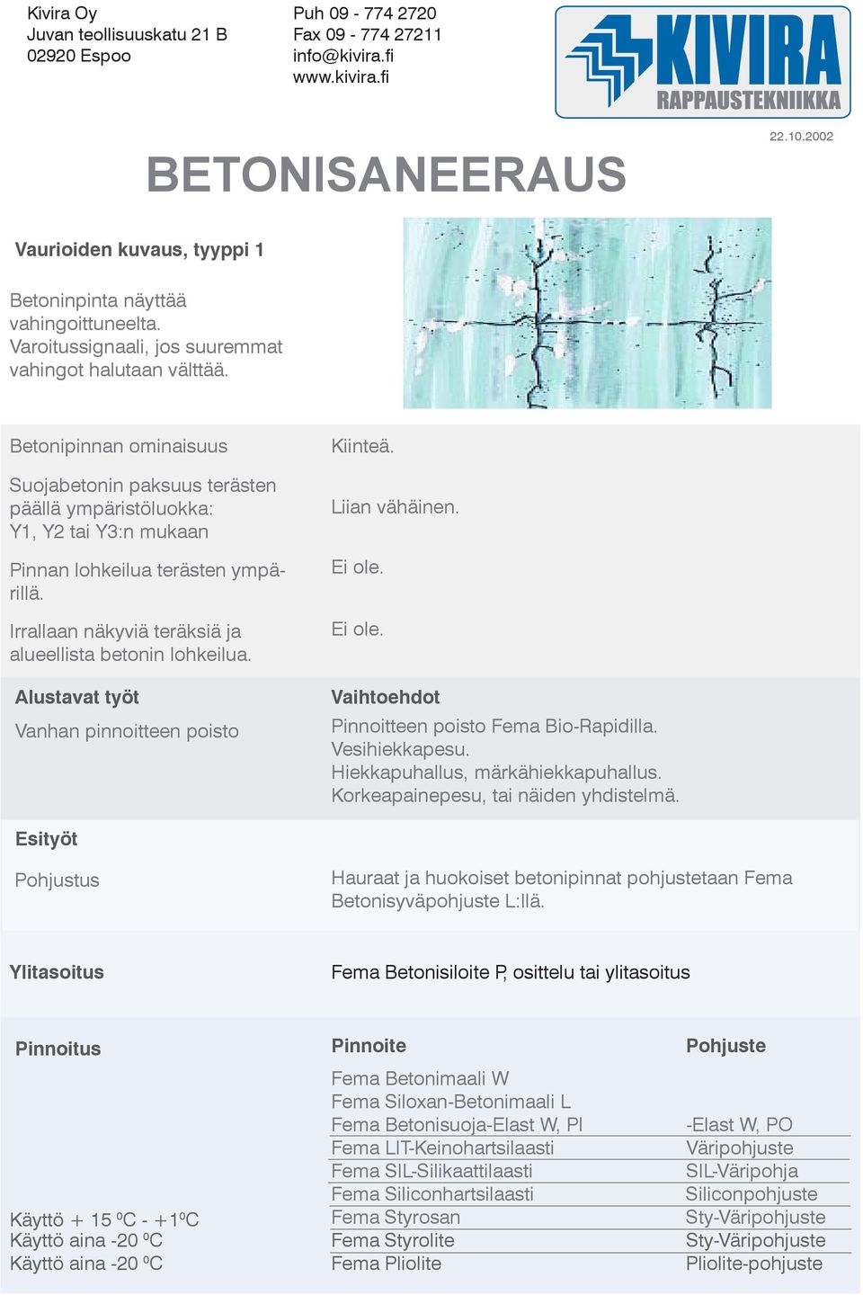 Suojabetonin paksuus terästen päällä ympäristöluokka: Kiinteä. Ei ole.