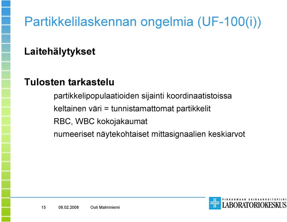 koordinaatistoissa keltainen väri = tunnistamattomat