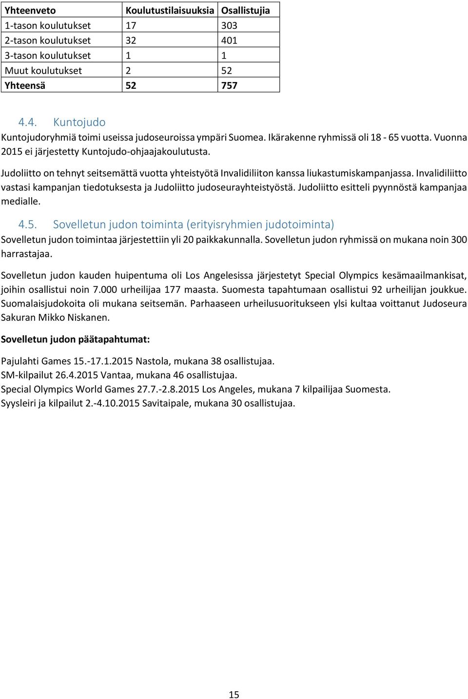 Invalidiliitto vastasi kampanjan tiedotuksesta ja Judoliitto judoseurayhteistyöstä. Judoliitto esitteli pyynnöstä kampanjaa medialle. 4.5.