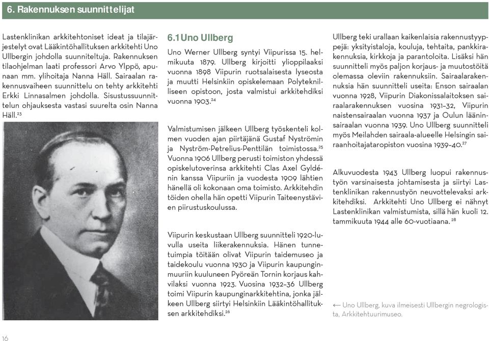 Sisustussuunnittelun ohjauksesta vastasi suurelta osin Nanna Häll. 23 6.1 Uno Ullberg Uno Werner Ullberg syntyi Viipurissa 15. helmikuuta 1879.