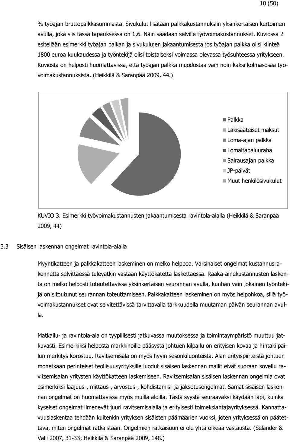 yritykseen. Kuviosta on helposti huomattavissa, että työajan palkka muodostaa vain noin kaksi kolmasosaa työvoimakustannuksista. (Heikkilä & Saranpää 2009, 44.