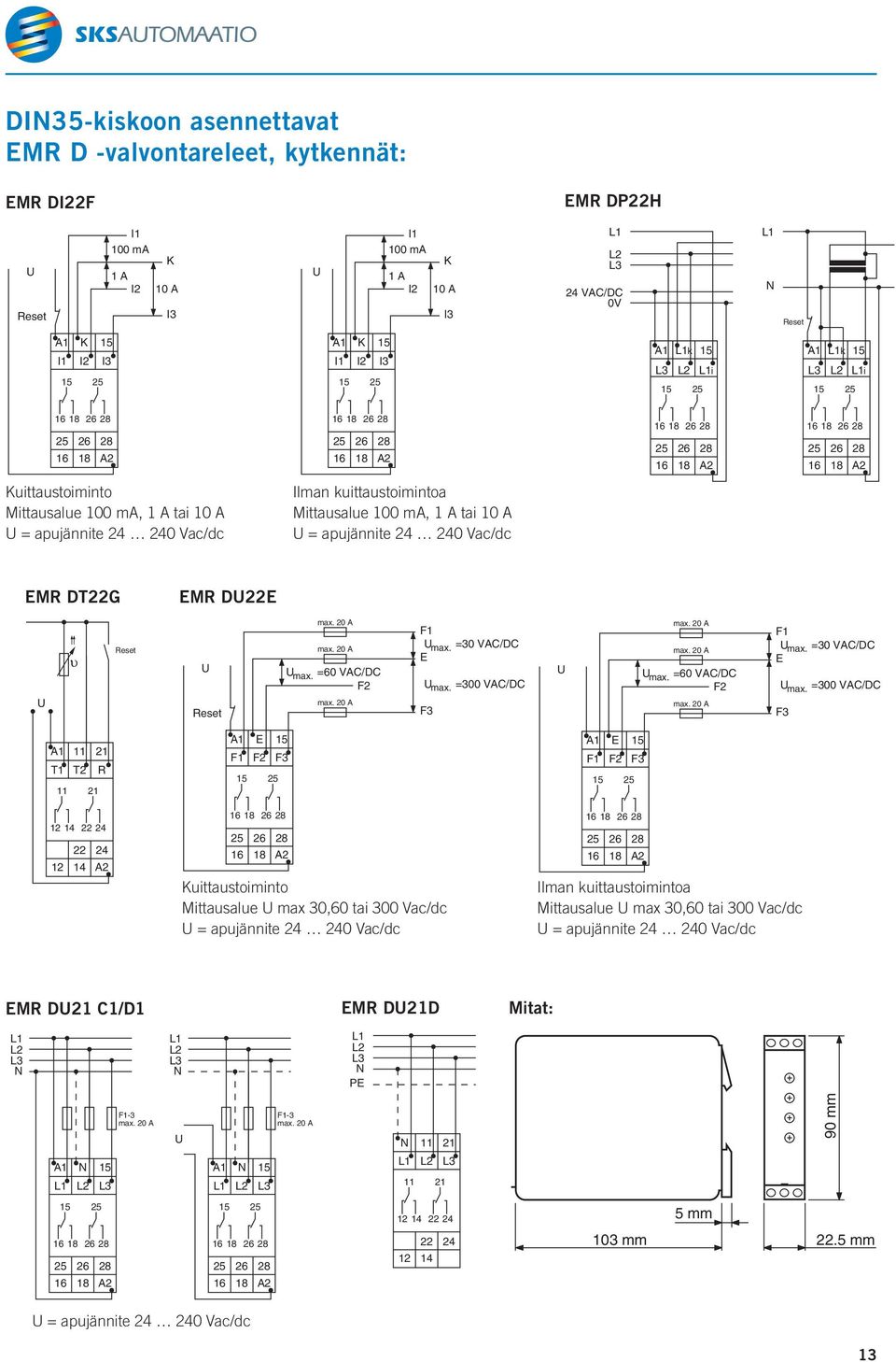 max. 20 A max. 20 A max. =60 VAC/DC F2 max. 20 A F1 max. =30 VAC/DC E max.