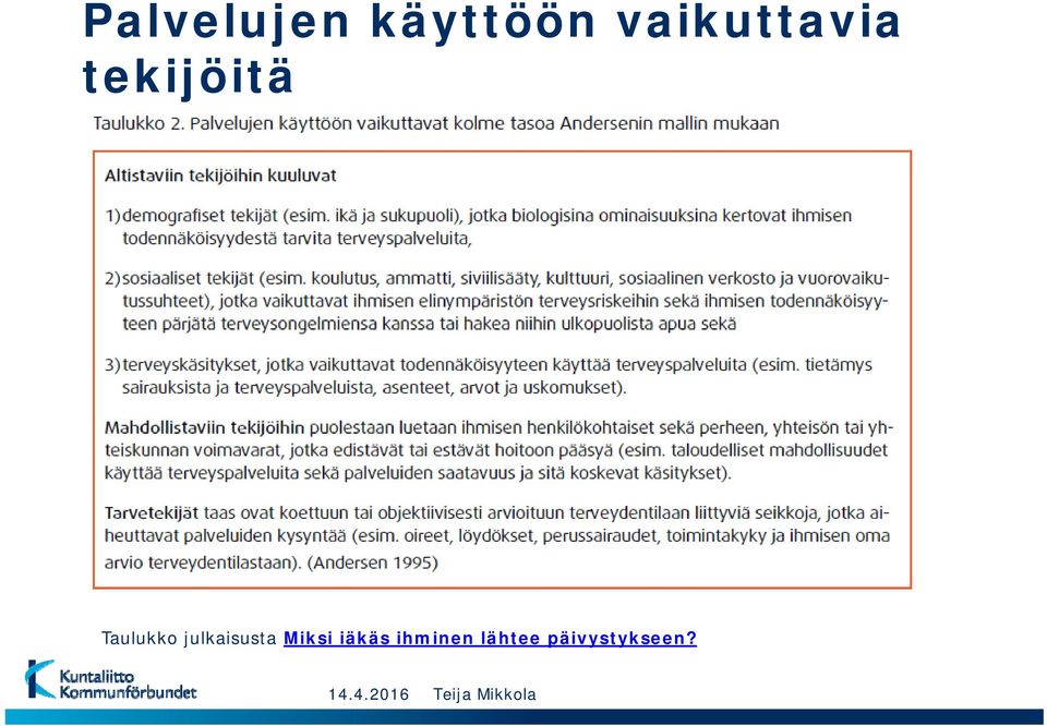 Miksi iäkäs ihminen lähtee