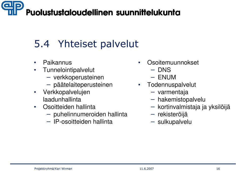 puhelinnumeroiden hallinta IP-osoitteiden hallinta Osoitemuunnokset DNS ENUM