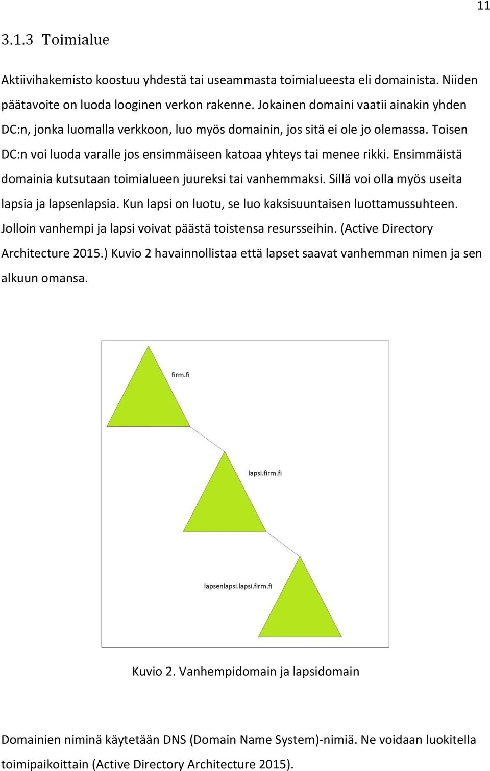 Ensimmäistä domainia kutsutaan toimialueen juureksi tai vanhemmaksi. Sillä voi olla myös useita lapsia ja lapsenlapsia. Kun lapsi on luotu, se luo kaksisuuntaisen luottamussuhteen.